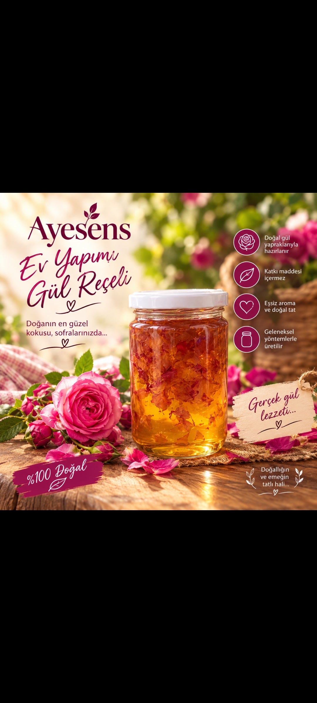 DOĞAL KATKISIZ GÜL REÇELİ 1Kg